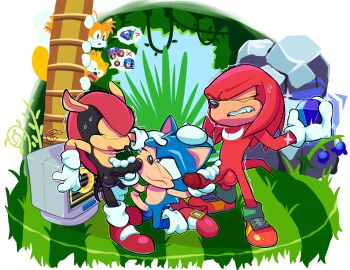 angel_island anthro armadillo background_character balls big_balls big_penis bite biting_lip black_penis bodily_fluids canid canine chaos_emerald classic_knuckles classic_sonic classic_sonic_(universe) classic_tails close_to_bursting closed_eyes clothing coercion digital_drawing_(artwork) digital_media_(artwork) echidna electronics erection eulipotyphlan exposed_torso feloniousfloof flying_squirrel footwear fox gem genitals gloves group group_sex half-closed_eyes hand_on_penis handjob handwear hedgehog hi_res humanoid_genitalia humanoid_penis implied_dialogue knuckles_the_echidna male male/male mammal manual meme mighty_the_armadillo monitor monotreme narrowed_eyes open_mouth penile penis pixel_(artwork) ray_the_flying_squirrel red_penis ring ring_box rings rodent sciurid sega sex shaking shoes smile sonic_(series) sonic_mania sonic_the_hedgehog sonic_the_hedgehog_(series) squirrel sweat sweatdrop tail tails tails_the_fox threesome trade_offer transparent_background trembling trio vein veiny_penis voyeur xenarthran