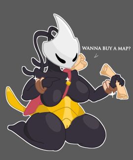 absurd_res anthro armor big_breasts black_body breasts darkoh female hi_res hollow_knight:_silksong hollow_knight_(franchise) map mask shakra_(hollow_knight:_silksong) solo team_cherry thick_thighs