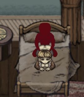 1boy animated bedroom black_pantyhose dhatz doggy_style faceless faceless_male fear_and_hunger fear_and_hunger:_termina female jacket karin_(fear_and_hunger) male open_clothes open_jacket pantyhose pixel_art third-party_edit