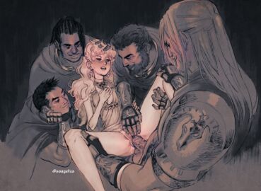 1girls 2024 2d 4boys amused armor artist_name assisted_exposure beard black_and_white blonde_hair blush bottomless breasts carrying carrying_partner clitoral_stimulation clitoris clothed_male_nude_female clothed_sex clothes_lift clothing cock dominant_male dress_lift earrings exposed fantasy female female_focus female_penetrated femsub fingering fingers fivesome fondling gangbang gasp groping group group_sex guard hand_in_hair happy height_difference held_up human human_only jewelry knees_up knight large_penis larger_male legs_held_open lifted lifted_by_another light-skinned_female light_skin long_hair looking_at_partner looking_at_penis looking_pleasured male male/female male_penetrating maledom mmmmf_fivesome multiple_boys multiple_males mustache necklace no_panties original original_characters pale-skinned_female pale_skin penetration penile_penetration penis petite petite_body petite_breasts petite_female petite_tits princess pulling_clothing pussy pussy_juice reverse_harem royalty rubbing saagelius shy size_difference small_breasts smaller_female smile smirk smirking_at_partner spread_legs straight submissive_female surrounded suspension undressing vaginal_penetration vaginal_sex vambraces