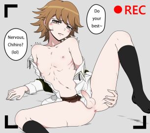 1boy 7-cs anus ass balls camera_view chihiro_fujisaki cute_male danganronpa danganronpa:_trigger_happy_havoc femboy foreskin fujisaki_chihiro male male_only nipples otoko_no_ko partially_clothed penis presenting recording short_hair small_penis socks solo spread_legs testicles teticles uncircumcised