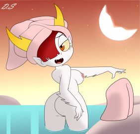big_ass cute delta_shadow female hekapoo red_hair star_vs_the_forces_of_evil towel towel_on_head towel_only white_skin