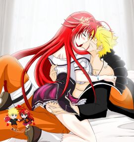 1boy 1girls ass bed bedroom before_sex big_ass big_breasts blonde_hair breasts cheating couple cowgirl_position crossover curvaceous curvy curvy_figure duo_focus female hi_res high_school_dxd howlofwolfpassionart indoors jacket jewelry kissing long_hair lying_on_back lying_on_bed male male/female naruto naruto_(series) naruto_shippuden necklace open_clothes panties pants red_hair rias_gremory romantic romantic_couple shirt sitting_on_person skirt straddling straight underwear undressing uzumaki_naruto very_long_hair wholesome