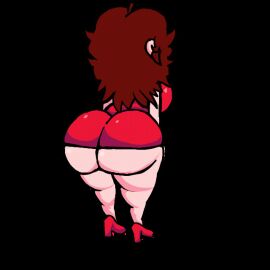 1girls animated animated_gif ass auburn_hair back_view big_ass bottom_heavy deviantart dress fat_ass fat_butt female female_only friday_night_funkin full_body gif girlfriend_(friday_night_funkin) no_panties open_mouth open_smile red_dress red_hair scarmentor smile solo solo_female xxturkiaxx