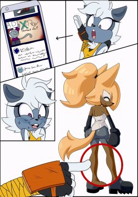 1girls 2d 2d_animation 2girls 5_fingers animated anthro anus ass blonde_hair bodily_fluids bottomwear breasts canid canine canis cellphone clothed clothing comic digital_media_(artwork) duo electronics english_text feet female female/female fingers footwear fur genitals gif gloves hair handwear humor idw_publishing lemur mammal meyk nude open_mouth phone phone_screen ponytail primate pussy rear_view ring-tailed_lemur sega shoes simple_background smartphone smile sonic_(series) sonic_the_hedgehog_(comics) sonic_the_hedgehog_(idw) sonic_the_hedgehog_(series) strepsirrhine sweat sweatdrop tail tangle_the_lemur teeth text toes topwear whisper_the_wolf wolf x_ray_view