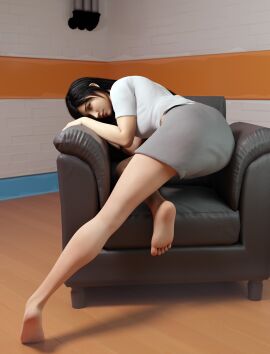 1girls 3d ass black_hair couch female female_only final_fantasy final_fantasy_vii gretdb looking_at_viewer solo tifa_lockhart