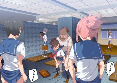 1boy 2d 3girls absurd_res absurdres against_wall age_difference altered_common_sense ass big_lips big_lips_no_eyes black_hair blue_skirt brown_hair change_in_common_sense closed_eyes clothed_rape clothed_sex collarbone comic_page command common_sense_change confused dialogue dirty dirty_ass drool drooling ejaculation emotionless_female emotionless_sex ero-note:_ore_ga_nani_shite_mo_mondai_ni_naranai_kyoushitsu fat_male female femsub grey_hair hard_translated harem hip_grab hiroko_takase human_sex_toy hypnosis hypnosis_app hypnosis_sex hypnotized_assistant hypnotized_sex hypnotized_undressing imminent_rape indifference indifferent kuramoto_mana lifted_skirt male maledom mind_control mind_control_app misogyny molestation molesting mukanshin_pool musk musky nyuu_(manekin-eko) oblivious oblivious_sex oblivious_to_hypnosis oblivious_to_impregnation old_male older_male ordering ore_ga_nani_shite_mo_atarimae panties_down parody pink_hair pleated_skirt pointing pointing_at_another polka_dot_panties pussy raped_female red_ribbon removing_panties ribbon school_skirt school_uniform sex_doll sex_doll_transformation sex_slave short_hair short_skirt skirt skirt_lift skirt_lifted_by_another skirt_lifted_by_self slipping source_request speech_bubble standing standing_at_attention tech_control text thought_bubble thrusting thrusting_into_pussy tomboy transformation translated ugly_bastard unamused unamused_sex unaware unaware_hypnosis unbothered uncaring utter_domination vaginal_fluids vaginal_penetration vaginal_rape vaginal_sex yuu_(nyuu)