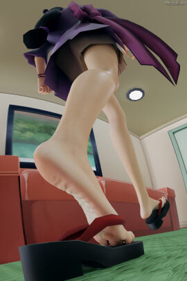 1boy 1girls big_feet feet female female_focus femdom foot_crush foot_fetish giantess gyakuten_saiban male maya_fey mistralluv naruhodou_ryuuichi oblivious sandals shrunken_male stinky_feet unaware