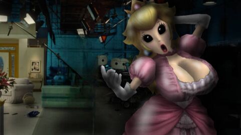 1girls 3d big_breasts big_hips black_eyes blonde_hair blue_earrings breasts crown female five_nights_at_wario's five_nights_at_wario's:_origins five_nights_at_wario's_2 five_nights_at_wario's_4 five_shows_at_wario's five_shows_at_wario's:_director's_cut fnaw ghost ghost_girl gloves glowing_eyes hand_on_head inviting long_blonde_hair long_hair mario_(series) nightmare_fuel nightmare_waifu nintendo open_mouth peach.exe peach_(fnaw) pink_dress princess princess_peach princess_peach_(five_nights_at_wario's) royalty spirit voluptuous voluptuous_female white_pupils