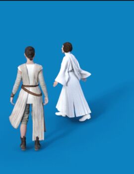3d 3d_animation animated areolae color female gif nipples princess_leia_organa rey simple_background star_wars stripping tagme the_force white_dress
