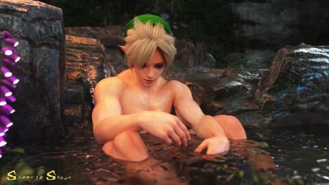 bath bathing boy elf elfboy link link_(legendofzelda) moonpool muscled muscletwink no_sound panavision tagme the_legend_of_zelda twink video water
