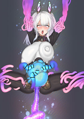 1girls ahe_gao ass belly_inflation big_belly blush breast_expansion breast_growth breast_growth_(enlargement) breasts clothed clothing cum cum_in_mouth female huge_belly huge_breasts inflation karenina_(punishing:_gray_raven) machine male mind_break mind_control moriyasaki penis personality_excretion phasing punishing:_gray_raven pussy robot_girl sagging_breasts solo stomach_bulge stomach_penetration tentacle tentacle_rape tongue tongue_out twintails what white_hair yellow_eyes