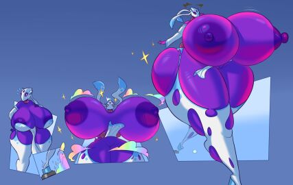 areola ass_expansion big_breasts body_transformation breast_expansion breast_growth breast_growth_(enlargement) breasts clothed clothing eyewear face_mask female figure_transformation freshlysqueezed froslass gender_transformation generation_4_pokemon goggles hi_res hourglass_figure huge_breasts human humanoid macro male mammal nintendo platform_footwear pokeball pokemon pokemon_(species) purple_body purple_skin size_transformation snow_globe solo species_transformation thick_thighs transformation