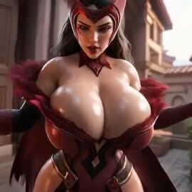 3d ai_generated big_ass big_breasts marvel marvel_comics marvel_rivals ravenomega red_hair scarlet_witch sexy_body sexy_witch sexy_woman solo_female tagme video wanda_maximoff witch