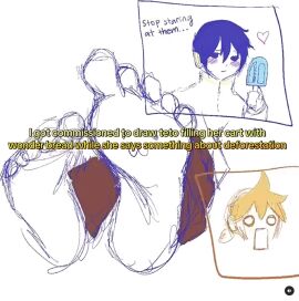 2boys concerned dont_test_my_pause_skill feet feet_up foot_fetish foot_focus gay heart i_screenshotted_ts_off_reels icl_ts_pmo_fr_fr_a_b_c_d_e kagamine_len kaito_(vocaloid) male popsicle screenshot shocked sketch vocaloid xonille