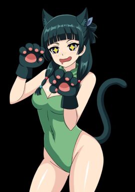 black_hair cat_ears cat_tail cosplay hfxpins kemonomimi kemonomimi_mode kusuriya_no_hitorigoto maomao_(kusuriya_no_hitorigoto) neko star_eyes the_apothecary_diaries