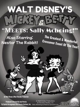 2girls ass betty_boop betty_boop_(series) black_and_white blazejohnson28 breasts cartoony crossover disney female fleischer_studios huge_ass huge_breasts huge_butt huge_thighs joaoppereiraus mickey_mouse monochrome nestor_the_rabbit public_domain rubberhose sally_mcboing toon toony