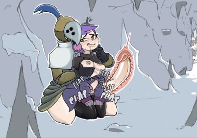 1futa 1girls amity_blight baecohn bottomless breast_grab breasts clothed clothing disney duo earmuffs erection female female_focus female_only futa_on_female futanari guard_captain huge_cock humanoid humanoid_penis intersex lavender_hair light-skinned_female light_skin partially_clothed penis smooth_penis tagme the_owl_house yellow_eyes