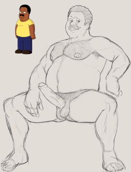 20th_century_fox 20th_century_studios balls body_hair boner cleveland_brown daichi_akimichi erection facial_hair family_guy fox_corporation fuzzy_door_productions happy_jack_productions male male_only monochrome moustache nude overweight penis persons_unknown_productions sitting solo solo_male spread_legs the_cleveland_show