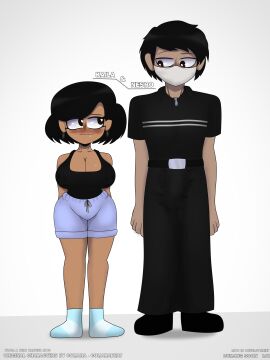 1boy 1girls ass beat_banger best_friends big_ass big_breasts big_butt big_penis bites black_clothing black_hair brands breasts brown_body brown_hair brown_penis brown_skin clothed coliarabeat earrings facemask female folds heart_eyes hickey_marks hickeys hickeys_on_neck hickeys_on_thighs hips kaila kaila_and_nesro male mole mole_under_eye neckline nesro nipples_visible_through_clothing oc ocs original_character original_characters outfit paperclip paperclip_earrings penis penis_visible_through_clothing penis_visible_through_pants short_female short_hair socks taller_male tight_clothing tiny_girl young younger_female younger_male