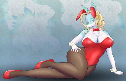 1girls 2024 absurd_res anthro big_breasts blonde_hair blue_eyes breasts bunny_ears bunnysuit detached_collar dulce_ratoncita female female_only ippan_josei looking_at_viewer lying_on_side my_hero_academia narrowed_eyes neck_ribbon on_side pantyhose playboy_bunny red_nail_polish smiling smiling_at_viewer solo thick_thighs wrist_cuffs