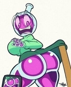 1girls 2025 ass big_ass big_breasts bottom_heavy breasts commission female flustered flustered_female glass glasses labcoat millie_(tansau) phone tansau