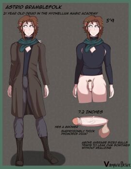 1boy artist_name astrid_bramblefolk_(vampiricdesire) balls ballsack big_balls big_penis blue_eyes bottomless_male brown_hair brown_jacket bulge bulge_in_pants bulge_through_clothing character_sheet cyan_scarf druid erection exposed_chest fantasy femboy flaccid flaccid_penis foreskin freckles gay grey_background homosexual huge_cock human jacket jeans large_penis light-skinned_femboy light-skinned_male light_skin long_boots long_pants magic magical_boy male male_only male_pubic_hair male_witch measurements mouse multiple_outfits original original_character pale-skinned_male pale_skin partially_retracted_foreskin penis pet plant plant_on_head pubic_hair retracted_foreskin scar scar_on_cheek scar_on_face scarf scrotum solo student testicles text tight_foreskin trenchcoat twink uncensored uncircumcised uncut vampiricdesire vein veins veins_on_dick veiny_penis white_body white_male witch wizard