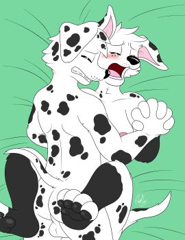 101_dalmatian_street 101_dalmatians absurd_res anthro ass balls bed black_spots blush breasts brother brother_and_sister canid canine canis clenched_teeth closed_eyes dalmatian disney doggettdouglasmcdog dolly_(101_dalmatians) domestic_dog duo dylan_(101_dalmatians) female furniture genitals hand_holding hi_res incest interlocked_fingers male male/female mammal missionary_position naked nude open_mouth sex sister spots teeth the w white_body white_fur