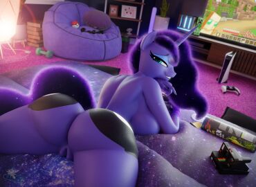 1girls 3d anthro ass bedroom bedroom_eyes big_ass blue_body bottom_heavy breasts equine fat_ass female female_only friendship_is_magic furry furry_only game_console half-closed_eyes hooves-art horn huge_ass indoors large_ass looking_at_viewer looking_back minecraft my_little_pony nude nude_female playstation_5 png pokemon potato_chips princess_luna_(mlp) pussy snacks solo sony thick_ass thick_thighs video_games wide_hips
