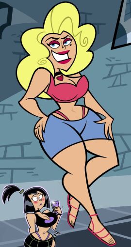 ass big_breasts breasts danny_phantom dawna_phantom female midriff nickelodeon nicktoons shorts sleeveless thick_ass thick_thighs