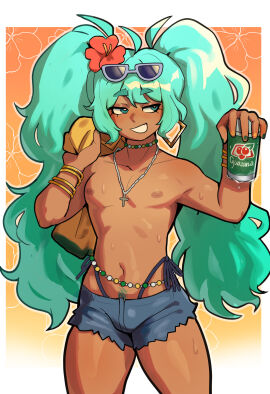 1boy 2024 2d 2d_(artwork) absurd_res accessories accessory artist_name asian_latino belly_button bikini blush blush_lines bra bracelet brazil brazilian brazilian_male brazilian_miku bulge collar cyan_eyes cyan_hair ear_piercing femboy feminine_male flower flower_in_hair gay genderswap genderswap_(ftm) girly hand_on_hip hatsune_miku landing_strip latin_american_hatsune_miku_(meme) long-haired_male long_hair long_twintails looking_at_viewer male male_focus male_miku male_only male_with_painted_nails mikuo_hatsune ms_pigtails navel navel_piercing necklace open_mouth otoko_no_ko penis pubic_hair pubic_hair_peek rule_63 shirt shirt_removed short_shorts shorts skyguyart smile soda solo solo_male sunglasses sunglasses_on_head sweatdrop tagme tan tan_body tan_skin tanline tanned tanned_skin thick_hips thick_thighs thighs trap turquoise_eyes turquoise_hair twintails unbuttoned unzipped vocaloid yellow_shirt