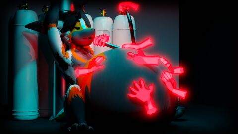 16:9 3d_(artwork) air_inflation air_tank anthro belly belly_expansion belly_inflation big_belly black_body black_fur black_hair bound claws close_to_bursting digital_media_(artwork) disembodied_hand expansion fur gas_tank ghost_hand glowing glowing_hands gremlin hair hand_on_belly hands_tied hi_res hose hose_in_mouth hose_inflation huge_belly hyper hyper_belly hyper_inflation imminent_popping inflation inflation_fetish looking_pleasured male nude orange_body orange_fur simple_background solo solo_focus vaqueroserg white_body white_fur widescreen zothar_fangmeir