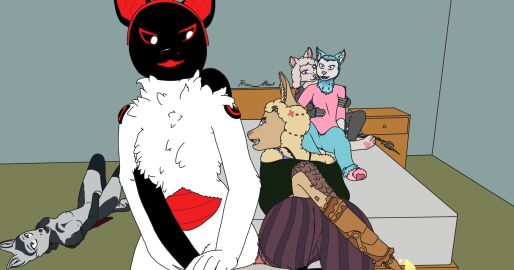 anthro arm_tuft ass ass_up bedroom bedroom_clothing bedroom_sex bionic_leg bionics blue_body blue_bottomwear blue_clothing blue_eyes blue_fur blue_hair blue_markings blue_pants bodysuit bottomless bottomwear bra_strap bra_straps breasts chest_markings chest_tuft clothed clothing collaborative collaborative_sex collaborative_thighjob comfortable cybernetic_leg cybernetic_limb dark_socks digitigrade duo elaine_faucett_(redace83) exposed_breasts exposed_shoulder eye_contact eye_scar facial_markings facial_scar female female/female first_person_view fluffy fluffy_chest footwear front_view fur genitals glowing green_clothing green_hoodie green_jacket green_topwear grey_body grey_clothing grey_footwear grey_fur grey_socks group group_sex hair hand_between_legs hand_on_arm hand_on_side happy happy_sex head_markings heart_clothing heart_symbol hi_res holding_another holding_arm hoodie how-about inner_ear_fluff jacket leaning leaning_backward leaning_forward leaning_on_another leaning_on_bed legwear looking_at_another looking_at_viewer looking_back looking_pleasured loose_pants lying lying_on_ground machine male male/female markings masturbation mechanical_tail mellow_(character) narrowed_eyes navel neck_tuft noisy_(redace83) on_back on_ground open_clothing open_mouth open_topwear outercourse oversized_bottomwear oversized_clothing oversized_pants oversized_shirt oversized_topwear pajama_bottoms pajama_pants pajama_shirt pajamas pajamas_only pants partially_clothed pattern_bottomwear pattern_clothing pattern_shorts pawpads penis penis_on_leg phara_gearheart_(redace83) pink_clothing pink_footwear pink_penis pink_shirt pink_socks pink_topwear plotting purple_bottomwear purple_clothing purple_eyes purple_markings purple_pants purple_shorts pussy red_body red_fur roy_(redace83) rubbing_pussy scar screen screen_face sex shirt shorts side_eye sitting skinsuit smile sneaking sneaky socks solo striped_bottomwear striped_clothing striped_shorts stripes surprise_(character) surprised_expression tail tail_aside tan_body tan_face tan_fur tentacle tentacle_between_legs thigh_highs thigh_sex thigh_socks threesome tight_clothing tongue tongue_out topless topwear touching_chest tuft white_body white_fur yellow_body yellow_eyes yellow_fur