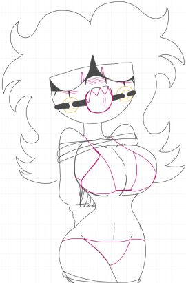 arms_behind_back arms_tied big_breasts breasts female legs_tied needlemouse_(series) redstheatre redswhiteboards sarah_henderson_(needlemouse) sonic.exe_(series) swimsuit tied_up