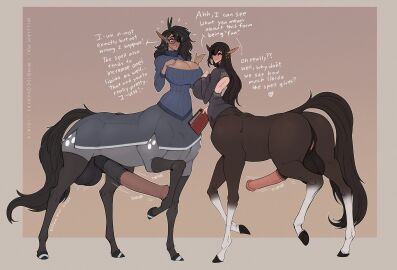 2futas alternate_species animal_ears animal_genitalia_on_humanoid balls black_hair black_tail blush book bottomless breasts bulge centaur centaur_futa cleavage cleavage_cutout clothed clothing cutout dialogue duo english_text equid equid_taur erection european_mythology eyewear full-package_futa futa_centaur futa_only futanari genitals glasses greek_mythology hair herm hi_res hooves horse_pussy_on_humanoid horsecock horsecock_futa horsecock_on_humanoid huge_balls huge_cock humanoid humanoid_taur intersex leg_markings legwear long_ears long_hair long_tail mammal mammal_taur marie_(wmdiscovery93) markings medial_ring mythology niwada_(unbeller) partially_clothed penis pussy socks_(marking) stockings tail taur text underwear wmdiscovery93