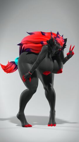 3d ass big_ass big_breasts breasts bubble_ass bubble_butt domisfm female huge_ass huge_breasts pokemon pokemon_(species) pokémon_(species) thick_thighs wide_hips zoroark