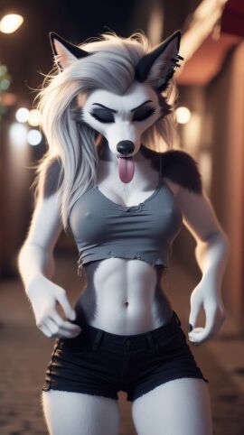 ai_generated ass discarded_clothing helluva_boss loona_(helluva_boss) nude public public_exposure public_nudity seductive sound stripping strutting tagme torn_clothes undressing video walking