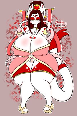 anthro asian_clothing big_breasts big_penis breasts brown_hair camel_toe cameltoe clothing east_asian_clothing female footwear generation_5_pokemon genitals hair hat headgear headwear heart hi_res huge_cock japanese_clothing kimono lewdchuu_(artist) male mature_female mienshao nintendo pasties penis pokemon pokemon_(species) pussy shoes solo tail white_body yellow_eyes