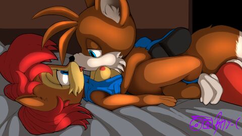 1boy 1girls 2d animal_ears anthro bed bed_sheet bedroom blue_boots blue_eyes blue_jacket breasts breasts_out brown_fur cheating clothed_female clothed_female_nude_male cream_fur dark_room digital_media_(artwork) female fluffy fluffy_tail fox furry furry_ears holding_hips hugging kissing kissing_while_penetrated laying_down laying_on_back laying_on_bed laying_on_top looking_at_partner making_out male missionary_position mobian mobian_(species) mobian_fox naked_male nipples noses_touching nude nude_male on_bed png red_boots red_hair rhy-c sally_acorn self_upload sonic_(series) sonic_the_hedgehog_(series) squirrel straight tail tails_the_fox tits_out tongues_touching uncensored watermark white_fur white_muzzle white_socks