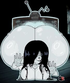 1girls big_ass big_breasts black_hair breasts completely_nude completely_nude_female female female_focus female_only ghost ghost_ass ghost_girl giant_ass horror horror_(theme) huge_ass lafreakysky large_ass large_breasts long_hair massive_ass naked naked_female nude nude_female one_eye_covered one_eye_obstructed paranormal sadako_yamamura solo solo_female sweat sweating sweaty sweaty_ass sweaty_body sweaty_breasts sweaty_butt television the_ring tv tv_screen yamamura_sadako