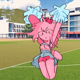 breasts cheerleader female lifting_shirt pink_body pink_nipples pinki_(sprunki) sprunki