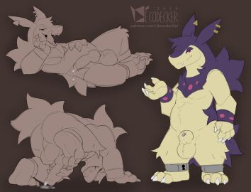 2024 3_toes 4_fingers animal_genitalia animal_penis anklet anthro arm_support artist_logo ass balls belly biped bodily_fluids brown_background canine_genitalia canine_penis claws closed_smile decodecker ear_piercing ear_ring erection fangs feet finger_claws fingers flint_(decodecker) fur generation_8_pokemon genital_fluids genitals grin half-closed_eyes hi_res hisuian_form hisuian_typhlosion jewelry knee_tuft knot leg_tuft licking licking_lips logo looking_at_viewer lounging male masturbation mouth_closed multiple_scenes mustelid narrowed_eyes nintendo nude penile penile_masturbation penis penis_tip perineum piercing plantigrade pokemon pokemon_(species) precum purple_body purple_fur red_eyes regional_form_(pokemon) ring_piercing sharp_teeth simple_background smile solo standing tan_body tan_fur teeth text toe_claws toes tongue tongue_out tuft typhlosion url