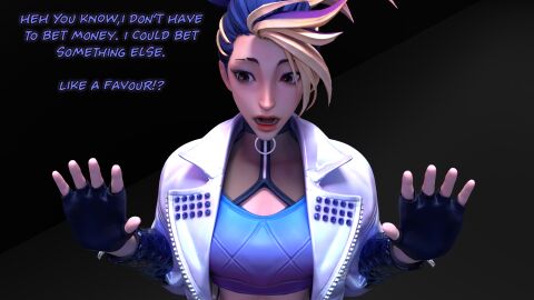 1girls 3d 3d_(artwork) akali blender blender_(software) blender_cycles blonde_hair blue_hair erevos female gloves image_set k/da_all_out_akali k/da_all_out_series k/da_series league_of_legends looking_away solo_female surprised two-tone_hair