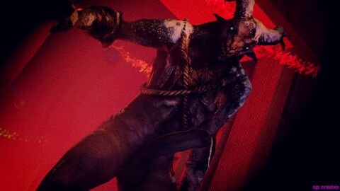 16:9 anthro blue_eyes bodily_fluids bovid caprine caprine_demon christmas christmas_lights clothing dead_by_daylight demon dripping english_text erection foreskin genital_fluids genitals gloves glowing glowing_eyes goat_demon handwear hi_res holidays humanoid_genitalia humanoid_penis imminent_rape krampus looking_at_another looking_at_viewer looking_down male mammal penis precum precum_drip presenting presenting_penis red_lighting rush2112 signature snow solo text trapper_(dead_by_daylight) uncircumcised widescreen