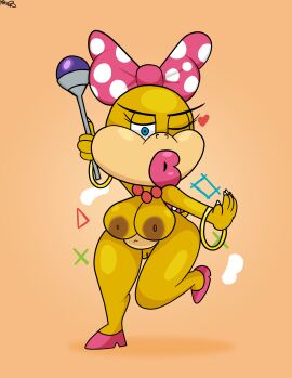 1girls absurd_res anthro areola big_breasts big_lips blue_eyes breasts female female_only genitals hi_res killrabs koopa koopaling lips lipstick makeup mario_(series) nintendo nipples nude nude_anthro nude_female scalie solo thick_lips wendy_o._koopa