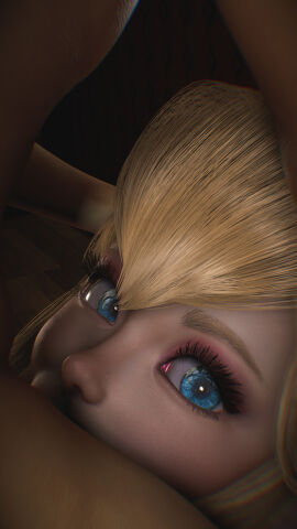 1boy 1girls 3d blonde_hair blowjob blue_eyes eye_contact eyelashes female forced_oral giantess highres holding_head male mario_(series) princess_peach self_upload virt-a-mate virtamate