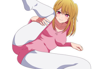 1girls arm_around_leg arm_support ass belly belly_button blonde-haired_female blonde_female blonde_hair blush breasts collarbone dot_nose feet feet_up female female_focus female_only fingernails fingers groin hair_between_eyes hand_on_leg hand_on_thigh hoshino_ruby knees leg_up legs legs_apart legs_spread light-skinned_female light_skin long_hair looking_at_viewer medium_breasts navel oshi_no_ko pantyhose red-eyed_female red_eyes shoulders side_ponytail simple_background slender_body slender_waist slim_female slim_waist smile smiling smiling_at_viewer soles solo spread_legs student teenager thighs thin_waist underboob user_hdsm2884 white_background white_pantyhose
