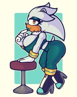 1girls 2d 2d_artwork ass big_breasts breasts breasts_bigger_than_head bubble_ass bubble_butt cocomaniadx eyelashes female furry gloves golden_eyes heel_boots heels large_breasts mtf_transformation sega silver_fur silver_the_hedgehog skimpy solo solo_female sonic_(series) sonic_the_hedgehog_(series) squeezing_breast stunnerpony tail thick_ass thick_hips thick_legs thick_lips thick_thighs tight_clothing transformation turquoise_background turquoise_eyeshadow turquoise_lipstick