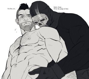 beard bonjourdraws call_of_duty call_of_duty_modern_warfare_2_(2022) gay ghost_(modern_warfare_2) hairy hairy_male john_mactavish male male_only mask masked masked_male mohawk mohawk_(hairstyle) muscular muscular_male scottish simon_riley soap_(modern_warfare_2)