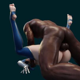 1boy 1girls 3d 3d_model 3delve artoria_pendragon_(lancer) dark-skinned_male dark_skin fate/grand_order fate_(series) female human interracial light-skinned_female light_skin male mating_press sex stirrup_legwear tagme